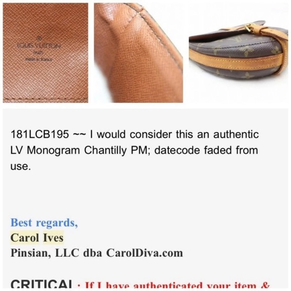 NOT FOR SALE Authentic Louis Vuitton Chantilly PM - Picture 5 of 8